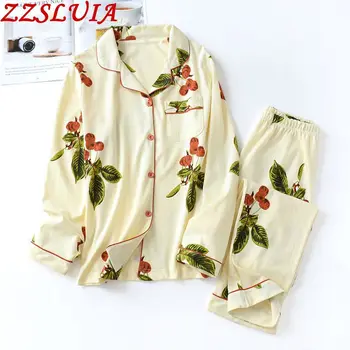 Women's sleepwear pyjamas suits Cherry printed designer pajamas sets Cotton comfortable homewear night suits clothing
Women's sleepwear pyjamas suits Cherry printed designer pajamas sets Cotton comfortable homewear night suits clothing