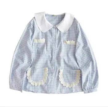 Blue plaid shirt girl long-sleeved loose student Harajuku cute retro soft sister doll collar shirt
Blue plaid shirt girl long-sleeved loose student Harajuku cute retro soft sister doll collar shirt