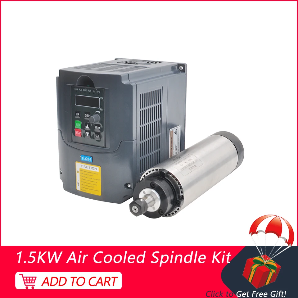 CNC Spindle 1.5KW 220V Air Cooled Machine Tool 65MM Milling Motor 1.5KW VFD Speed Control Inverter ER11 Collet Engraving Machine
CNC Spindle 1.5KW 220V Air Cooled Machine Tool 65MM Milling Motor 1.5KW VFD Speed Control Inverter ER11 Collet Engraving Machine