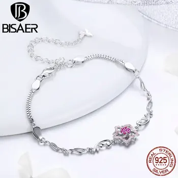 BISAER 2019 New Bracelet 925 Sterling Silver Pink CZ Flower Bangle Crystal Daisy Bracelet for Women Female Mode Bijoux GAB005 
BISAER 2019 New Bracelet 925 Sterling Silver Pink CZ Flower Bangle Crystal Daisy Bracelet for Women Female Mode Bijoux GAB005