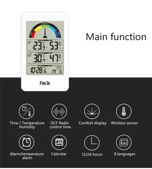 Household Weather Station Thermometer Digital Alarm Clock Wall Outdoor Indoor Street Electronic Hygrometer Comfort Indication
Household Weather Station Thermometer Digital Alarm Clock Wall Outdoor Indoor Street Electronic Hygrometer Comfort Indication