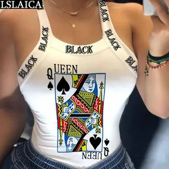 Crop Top White Letter Poker Print Backless Criss-cross Sexy Top Streetwear Fashion Evening Party Night Club Ladies Tank Tops
Crop Top White Letter Poker Print Backless Criss-cross Sexy Top Streetwear Fashion Evening Party Night Club Ladies Tank Tops