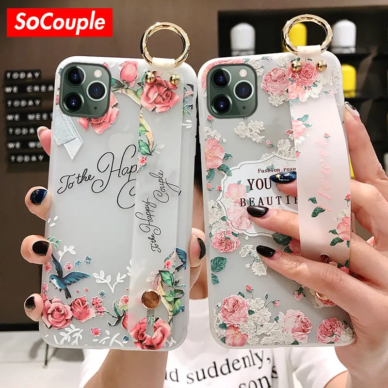 SoCouple Phone Holder Case For iphone X Xs max XR 11 Pro Max 7 8 6 6S plus Flower Soft Silicone Wrist Strap Phone Case Cover
SoCouple Phone Holder Case For iphone X Xs max XR 11 Pro Max 7 8 6 6S plus Flower Soft Silicone Wrist Strap Phone Case Cover