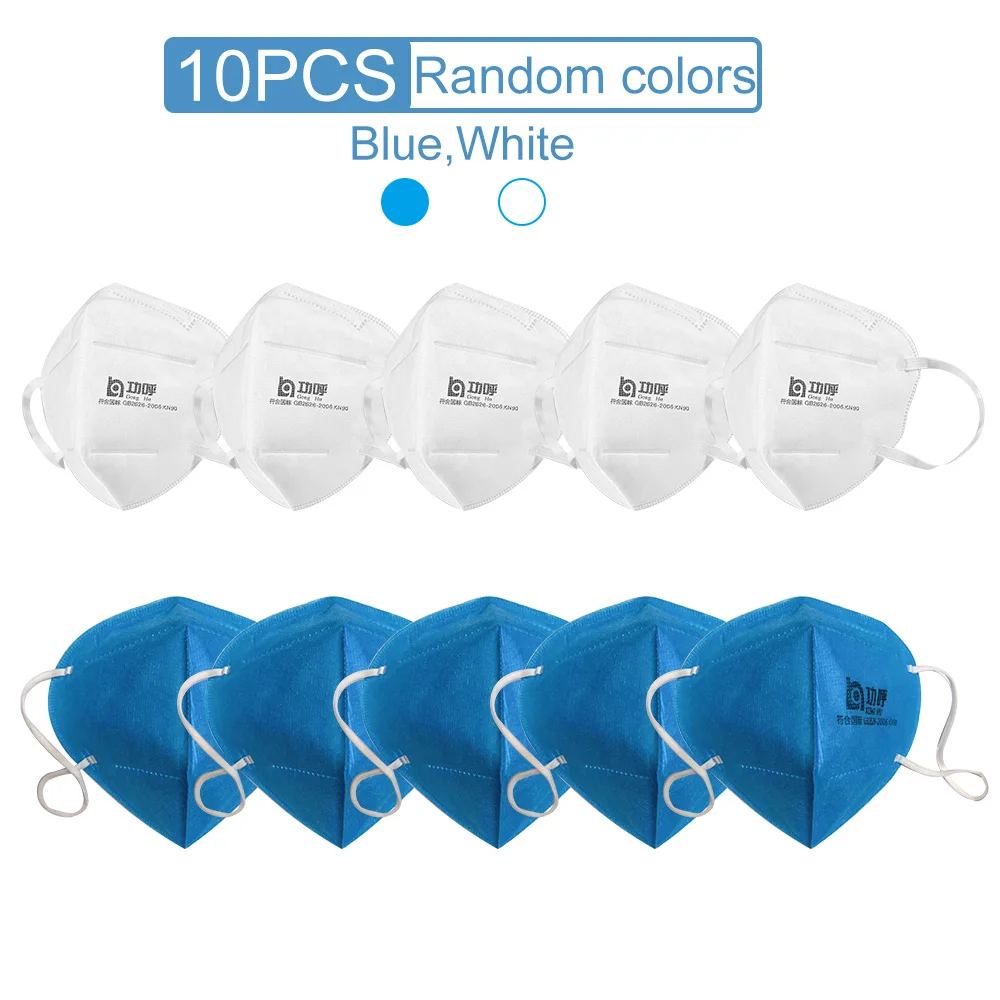 

10PCS/Lot KN90 PM2.5 Anti-Dust Vertical Folding Nonwoven Activated Carbon Anti Fog Dust Reusable Masks Respirator Mouth Mask