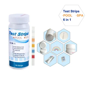 50 Strips 6-in-1 Tub Water Quality Swimming Pool Test Paper Residual Chlorine Ph Value Alkalinity Hardness Test Strip Bottle D3
50 Strips 6-in-1 Tub Water Quality Swimming Pool Test Paper Residual Chlorine Ph Value Alkalinity Hardness Test Strip Bottle D3