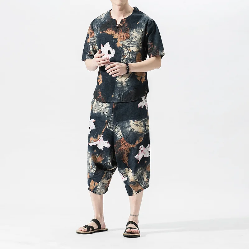 2019 Summer New Style Chinese-style Ink Printed Set Large Size Frog Crew Neck Loose-Fit Cotton Linen Two-Piece Set
2019 Summer New Style Chinese-style Ink Printed Set Large Size Frog Crew Neck Loose-Fit Cotton Linen Two-Piece Set