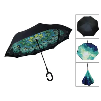 Double-Layer Reverse Umbrella Straight Rod Car Weatherproof Windproof Umbrella For Women With C-Shaped Handle 
Double-Layer Reverse Umbrella Straight Rod Car Weatherproof Windproof Umbrella For Women With C-Shaped Handle