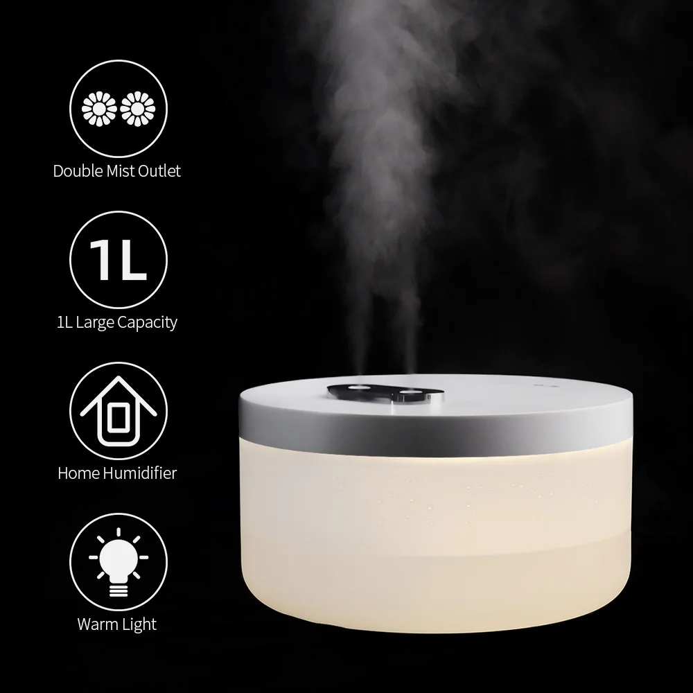 1L Home Air Humidifier Aroma Diffuser Double Nozzle Cool Mist Essential Oils Ultrasonic Humidifier With Warm LED light Home Use
1L Home Air Humidifier Aroma Diffuser Double Nozzle Cool Mist Essential Oils Ultrasonic Humidifier With Warm LED light Home Use