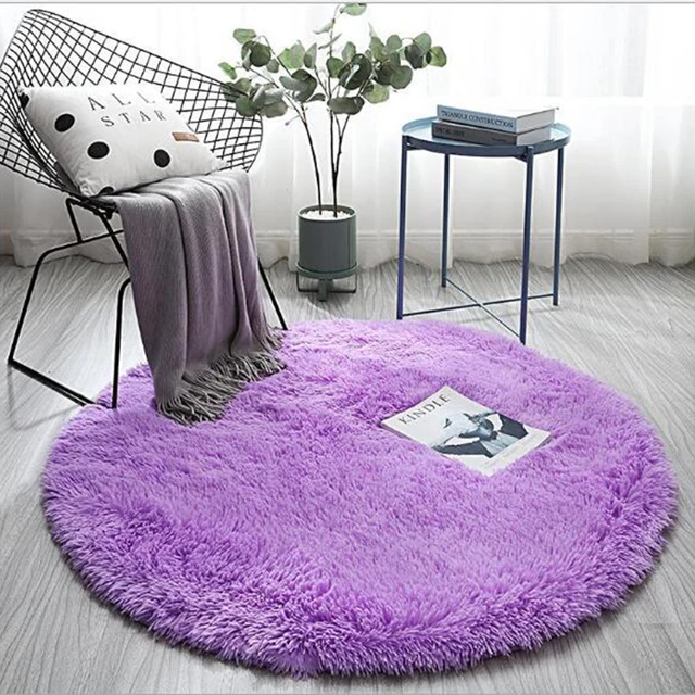 Tapis rond en peluche pour enfants, décor de salon moderne, papier nickel é de embaubrute, polymères moelleux, sol de chevet, coussin de baie vitrée, 2024 1