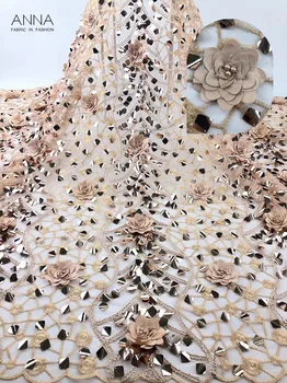 ANNA Latest 3D Applique African Lace Fabric With Sequins High Quality French Tulle Lace Fabric 5 Yards With Beads For Women
ANNA Latest 3D Applique African Lace Fabric With Sequins High Quality French Tulle Lace Fabric 5 Yards With Beads For Women