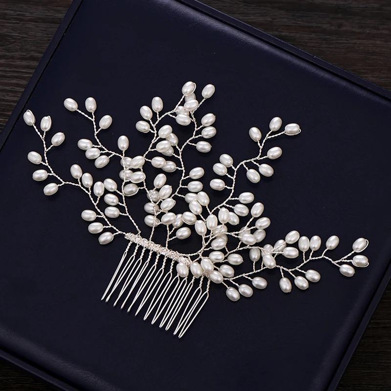 Фото Bride Hair Comb Headdress Handmade Pearl Ornament Wedding Accessories For Women Bridal Headpiece | Украшения и аксессуары