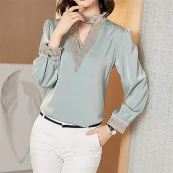Satin Elegant Women's Blouses 2020 Autumn Long Sleeve Vintage Shirts Silk Ladies Tops Workwear Fashion Blusas Button Shirts 3XL
Satin Elegant Women's Blouses 2020 Autumn Long Sleeve Vintage Shirts Silk Ladies Tops Workwear Fashion Blusas Button Shirts 3XL