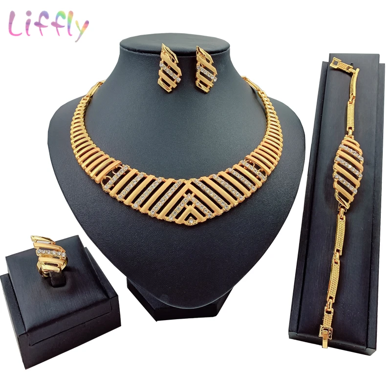 Nigerian Jewelry Exquisite Simple Style Necklace Earring Bracelet Ring Female India Dubai Jewelry Sets Trendy
Nigerian Jewelry Exquisite Simple Style Necklace Earring Bracelet Ring Female India Dubai Jewelry Sets Trendy