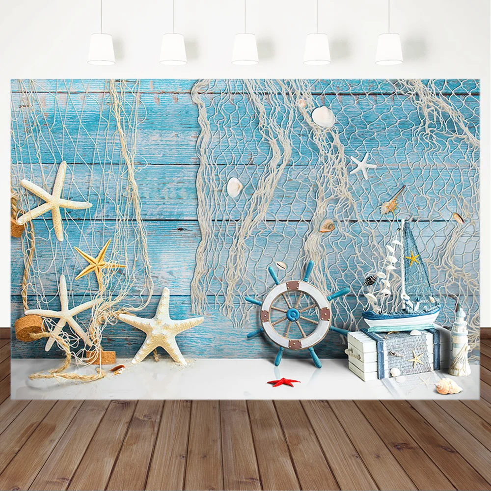 Nautical Theme Boy Birthday Background for Photography Blue Wooden Board White Fishing Net Decoration Backdrop for Photo
Nautical Theme Boy Birthday Background for Photography Blue Wooden Board White Fishing Net Decoration Backdrop for Photo