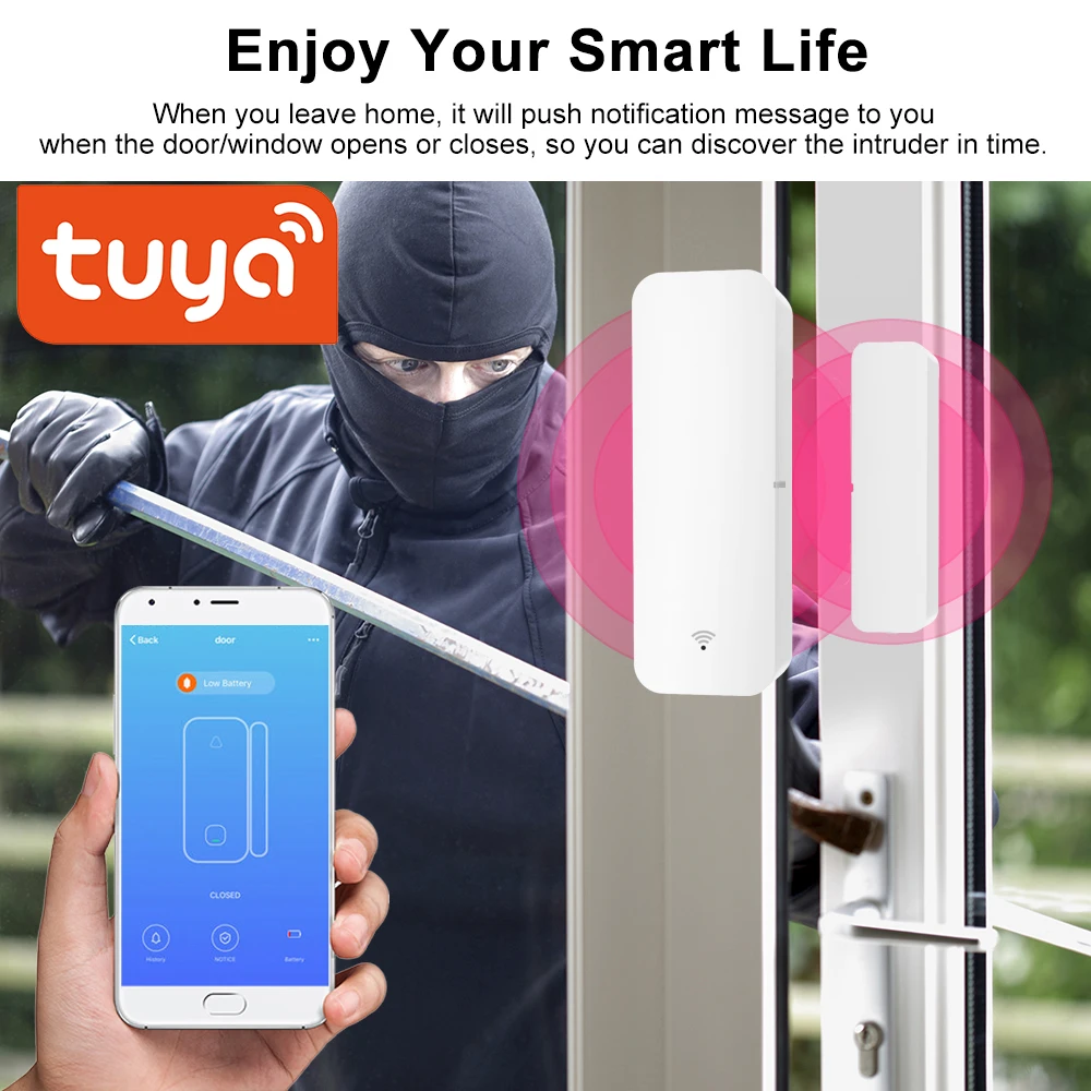 Tuya Smart WiFi Door Sensor Door Open / Closed Detectors Compatible With Alexa Google Home Powered Smart Life APP Control
Tuya Smart WiFi Door Sensor Door Open / Closed Detectors Compatible With Alexa Google Home Powered Smart Life APP Control
