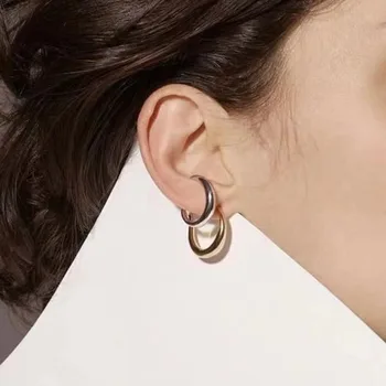 Chic Gold Silver Color Wave Snake Shape Fake Double Circle Earrings for Women Girl Punk Kpop Earrings Fashion Jewelry
Chic Gold Silver Color Wave Snake Shape Fake Double Circle Earrings for Women Girl Punk Kpop Earrings Fashion Jewelry