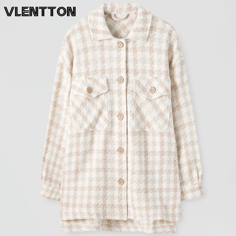 2020 Spring Autumn Women Oversized Vintage Plaid Tweed Jackets Coat Chic Pockets Casual Loose Outwear Tops Female Chaqueta Mujer
2020 Spring Autumn Women Oversized Vintage Plaid Tweed Jackets Coat Chic Pockets Casual Loose Outwear Tops Female Chaqueta Mujer