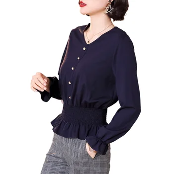 Europe New 2020 Women's Spring High Fashion Sexy V Neck Elastic Waist Button Flare Long Sleeve Blouse Shirt Ladies Casual Blouse
Europe New 2020 Women's Spring High Fashion Sexy V Neck Elastic Waist Button Flare Long Sleeve Blouse Shirt Ladies Casual Blouse