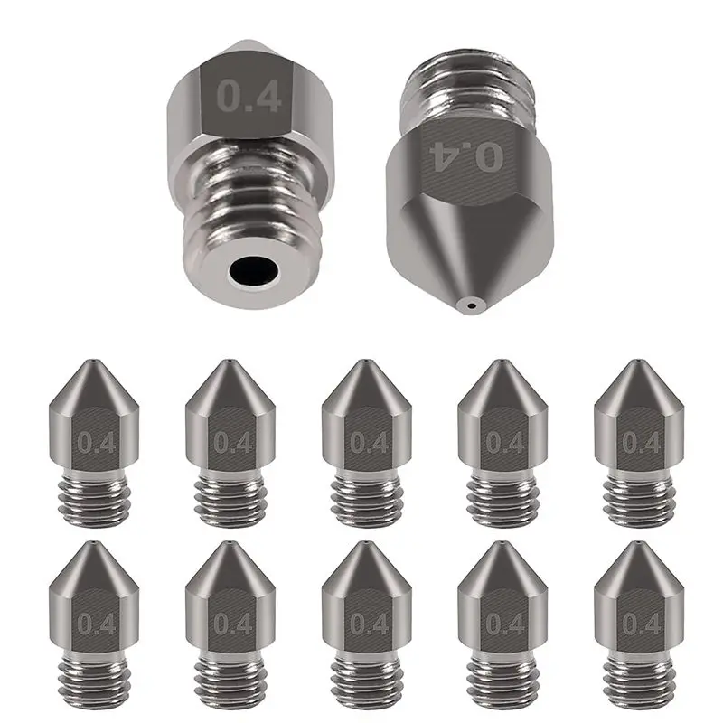 10PCS High Temperature Sharp Hardened Tool Steel MK8 Nozzles 0.4mm for 1.75mm Makerbot, Creality CR-10 All Metal Hotend, Ender 3
10PCS High Temperature Sharp Hardened Tool Steel MK8 Nozzles 0.4mm for 1.75mm Makerbot, Creality CR-10 All Metal Hotend, Ender 3