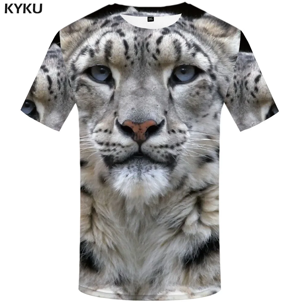 KYKU Tiger T-shirt Men Animal Shirt Print Funny Tshirt Printed Harajuku Tshirts Casual Hip Hop Anime Clothes Mens Clothing | Мужская