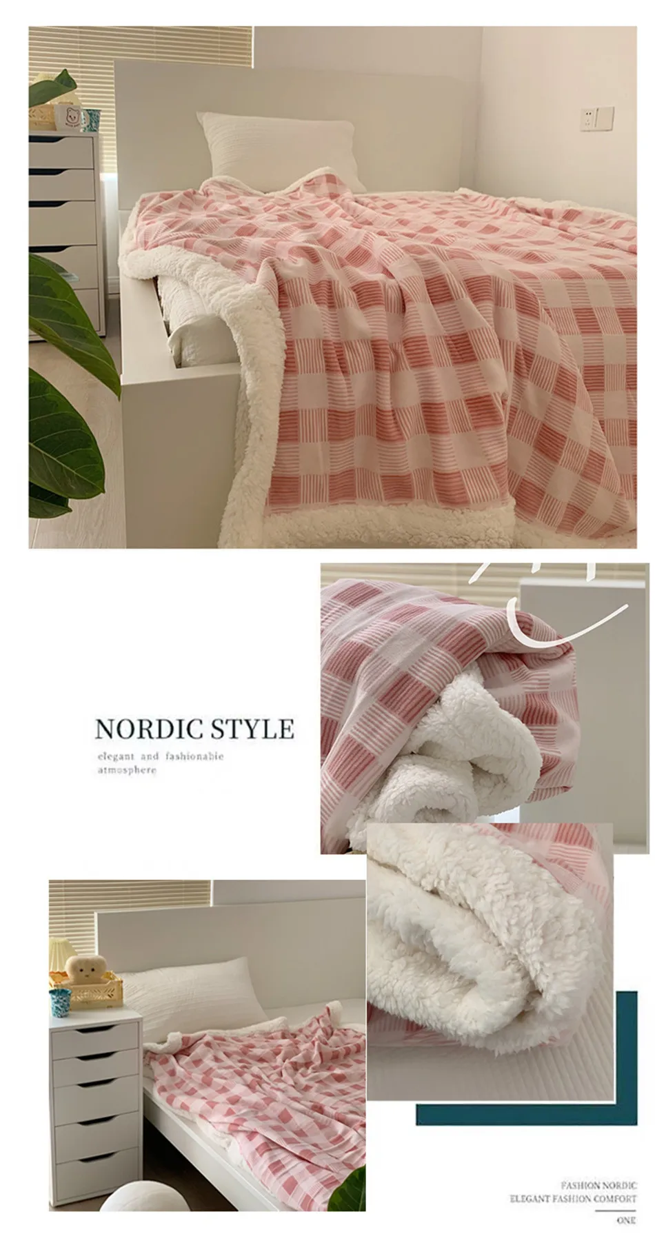 Generic Solid Color Throw Blanket Soft Comforter Bed Cover Winter Warm