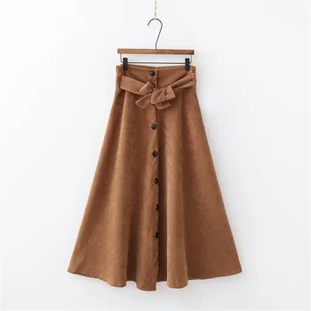 2020 Spring Women's New Retro High Waist Skirt Temperament Single Breasted with Belt Corduroy Long Skirt
2020 Spring Women's New Retro High Waist Skirt Temperament Single Breasted with Belt Corduroy Long Skirt