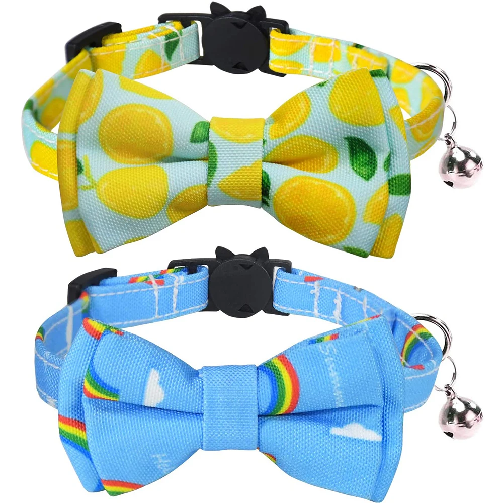Breakaway Cat Collar with Bell and Cute Bow Tie Rainbow Patterns Removable Bow Safety Kitten Collars for Pets Cat Kitty Puppy
Breakaway Cat Collar with Bell and Cute Bow Tie Rainbow Patterns Removable Bow Safety Kitten Collars for Pets Cat Kitty Puppy