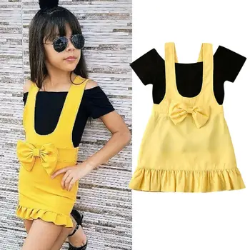 2020 fashion Summer Girl Dress Toddler Kid Baby Girl Clothes Top T-shirt Strap Dress Outfit With Bow Summer
2020 fashion Summer Girl Dress Toddler Kid Baby Girl Clothes Top T-shirt Strap Dress Outfit With Bow Summer