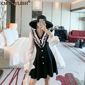 Women's Vestidos 2019 Autumn New French Chic One-piece Dress Female Hepburn V-neck Flare Sleeve Slim Waist Little Black Dress
Women's Vestidos 2019 Autumn New French Chic One-piece Dress Female Hepburn V-neck Flare Sleeve Slim Waist Little Black Dress