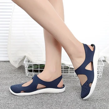 Women Hollow Beach Sandals Female Ankle Strap Slip On Flat Woman Walking shoes Ladies Jelly Shoes Women's Casual Light Summer 
Women Hollow Beach Sandals Female Ankle Strap Slip On Flat Woman Walking shoes Ladies Jelly Shoes Women's Casual Light Summer