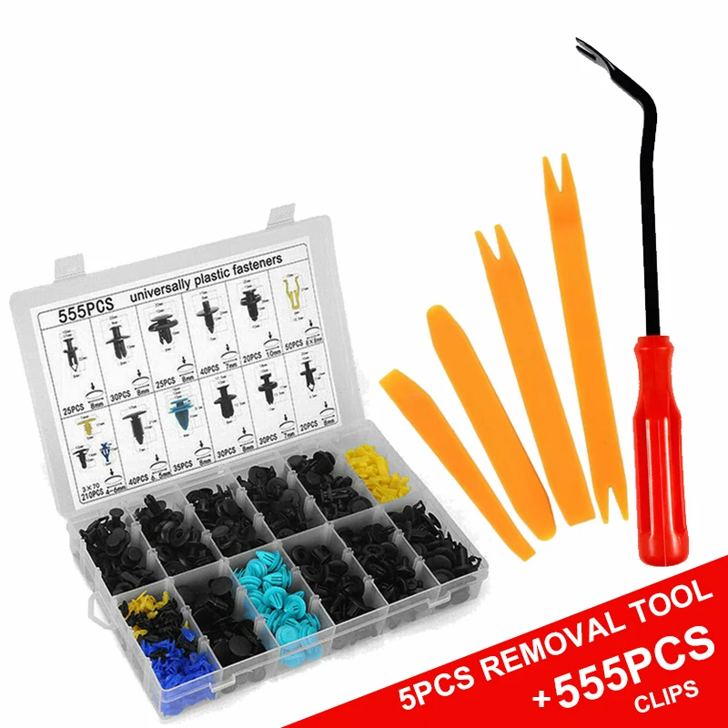 555Pcs Mixed Car Bumper Fender Panel Push Pin Fasteners Rivet Clips+Removal Tool
555Pcs Mixed Car Bumper Fender Panel Push Pin Fasteners Rivet Clips+Removal Tool