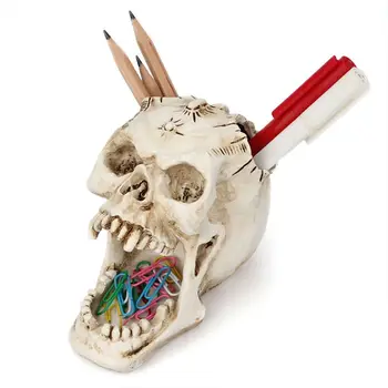 Skull Head Ornament Skeleton Pen Holder Desktop Pencil Organizer Makeup Storage 
Skull Head Ornament Skeleton Pen Holder Desktop Pencil Organizer Makeup Storage