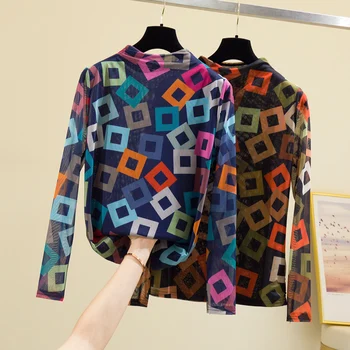 COIGARSAM 4XL Plus Size Print blouse women Geometric Mesh Turtleneck blusas womens tops and blouses Blue Yellow Color
COIGARSAM 4XL Plus Size Print blouse women Geometric Mesh Turtleneck blusas womens tops and blouses Blue Yellow Color