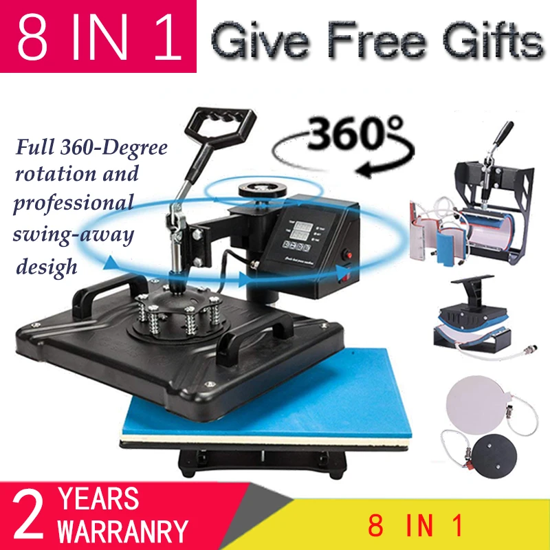 Double Display 8 in 1 Combo Heat Press Machine Sublimation Thermal Transfer Press Machine for Pen Cap Mug Plate Tshirt Printing
Double Display 8 in 1 Combo Heat Press Machine Sublimation Thermal Transfer Press Machine for Pen Cap Mug Plate Tshirt Printing