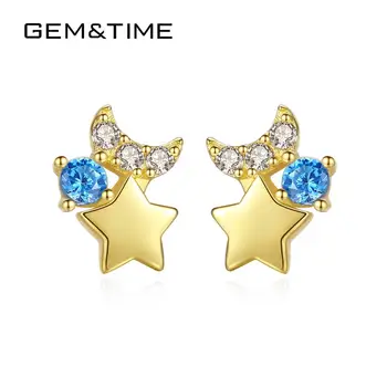 Gem&Time Aquamarine Moon and Star Stud Earrings for Women Pure 14k Yellow Gold Jewelry Boucle D'Oreille Bijoux En Or Pur E14096 
Gem&Time Aquamarine Moon and Star Stud Earrings for Women Pure 14k Yellow Gold Jewelry Boucle D'Oreille Bijoux En Or Pur E14096