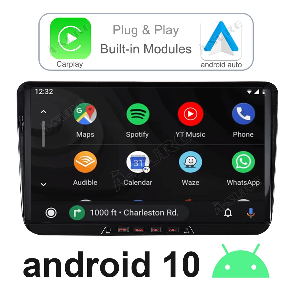 A Sure Автомобильный мультимедиа 2 Din 9 дюймов Android Авто Радио плеер GPS навигация Для
