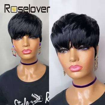 Pixie Cut Bob Human Hair Wigs Short Straight Human Hair Wig Remy Hair Full Machine Made Glueless Wigs With Bangs For Black Women
Pixie Cut Bob Human Hair Wigs Short Straight Human Hair Wig Remy Hair Full Machine Made Glueless Wigs With Bangs For Black Women