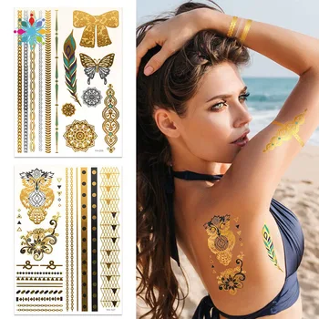12 Sheets Waterproof Golden Tattoos Temporary Tattoos Sticker Body Art Decoration Summer Tattoo Sticker
12 Sheets Waterproof Golden Tattoos Temporary Tattoos Sticker Body Art Decoration Summer Tattoo Sticker