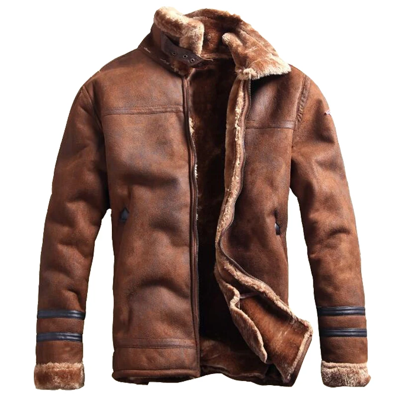 Зимняя мужская куртка из искусственной кожи с мехом в русском стиле 2019