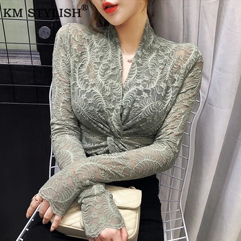 Spring 2020 Women's Sheer Mesh Blouse Hollow Out Embroidered Flora Kink Sexy V-neck Top Fashion Long Sleeve Shirt Solid Color
Spring 2020 Women's Sheer Mesh Blouse Hollow Out Embroidered Flora Kink Sexy V-neck Top Fashion Long Sleeve Shirt Solid Color