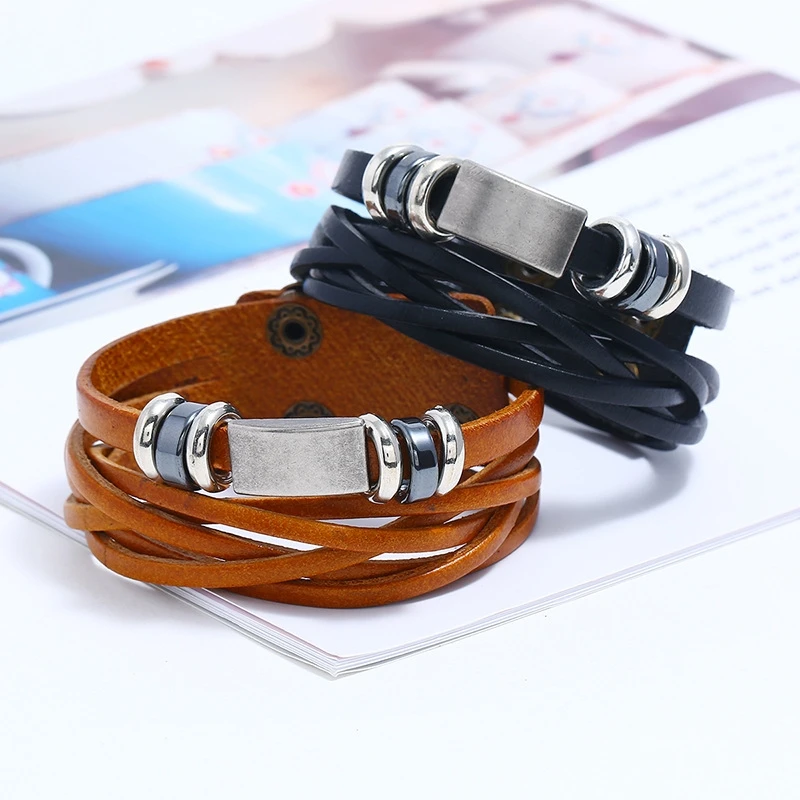 2019 Europe America Popular Woven Leather Bracelets Punk Retro Charm Wrap Bracelet Simple Men's Fashion Jewelry Accessories
2019 Europe America Popular Woven Leather Bracelets Punk Retro Charm Wrap Bracelet Simple Men's Fashion Jewelry Accessories