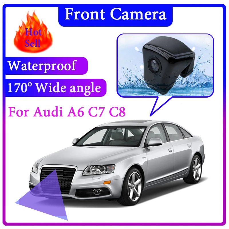 For Audi A6 C7 C8 2011~2020 Car LOGO Front View Camera Night Vision HD Waterproof Wide Angle Degree Embedded Blind Spot Area CAM SAS
