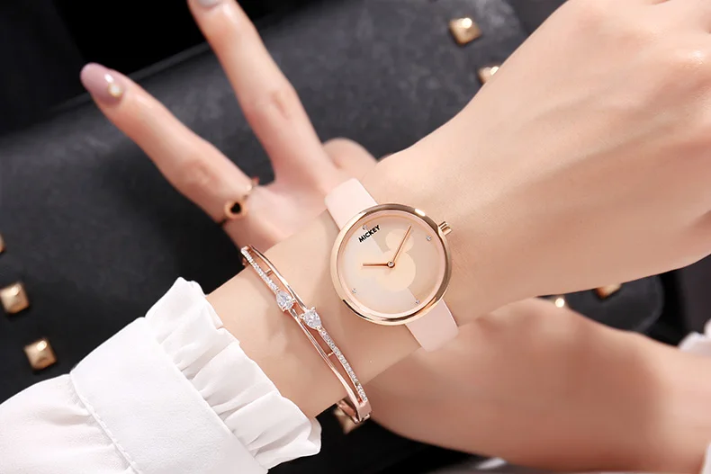 Disney brand original MickeyMouse Women's Watches Leather Strap Gift Box Ladies Rose Gold Black Quartz Clocks Waterproof Religio Disney brand original MickeyMouse Women's Watches Leather Strap Gift Box Ladies Rose Gold Black Quartz Clocks Waterproof Religio