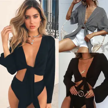 Sexy Crop Top Women Bow Sashes V Neck Crop Top Sleeveless Long Sleeve Cropped Backless cropped feminino Tank Top Casual Sunsuit
Sexy Crop Top Women Bow Sashes V Neck Crop Top Sleeveless Long Sleeve Cropped Backless cropped feminino Tank Top Casual Sunsuit