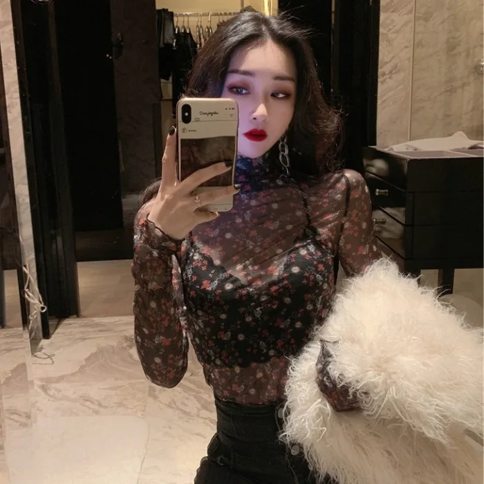 Autumn And Winter Hong Kong Flavor GIRL'S CHIC Western Style Floral-Print Heap Collar Sexy Transparent Chiffon Blouse Slimming L
Autumn And Winter Hong Kong Flavor GIRL'S CHIC Western Style Floral-Print Heap Collar Sexy Transparent Chiffon Blouse Slimming L