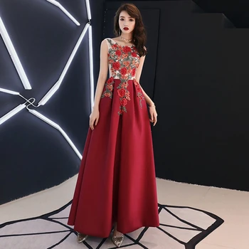 Embroidered long skirt toast clothing bride 2019 new red elegant slim slim long wedding dress female Chinese style evening Dress 
Embroidered long skirt toast clothing bride 2019 new red elegant slim slim long wedding dress female Chinese style evening Dress