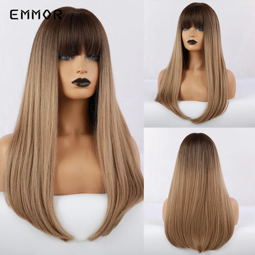 EMMOR Women Synthetic Wig with bangs Realistic Simulation Scalp Brown Ombre to Blonde Long Straight Daily Cosplay Hair Wigs
EMMOR Women Synthetic Wig with bangs Realistic Simulation Scalp Brown Ombre to Blonde Long Straight Daily Cosplay Hair Wigs