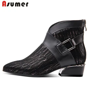 ASUMER Plus size 34-42 High quality genuine leather boots zipper buckle square heel ankle boots ladies mixed color female shoes
ASUMER Plus size 34-42 High quality genuine leather boots zipper buckle square heel ankle boots ladies mixed color female shoes