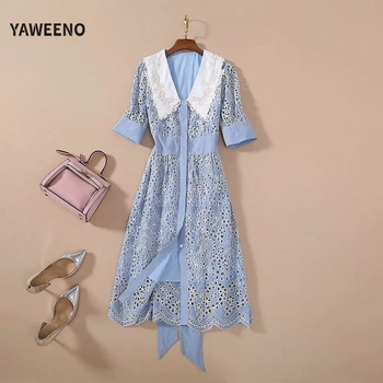 Yaweeno New Summer Elegant Fashion Dresses Women High-Quality Cotton Flower Embroidery Button Elastic Waist Sweet Midi Dress
Yaweeno New Summer Elegant Fashion Dresses Women High-Quality Cotton Flower Embroidery Button Elastic Waist Sweet Midi Dress