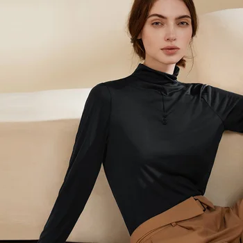 Natural silk long sleeve shirt women turtleneck plus size loose t-shirt tee shirt femme tops modis ladies woman camiseta mujer
Natural silk long sleeve shirt women turtleneck plus size loose t-shirt tee shirt femme tops modis ladies woman camiseta mujer